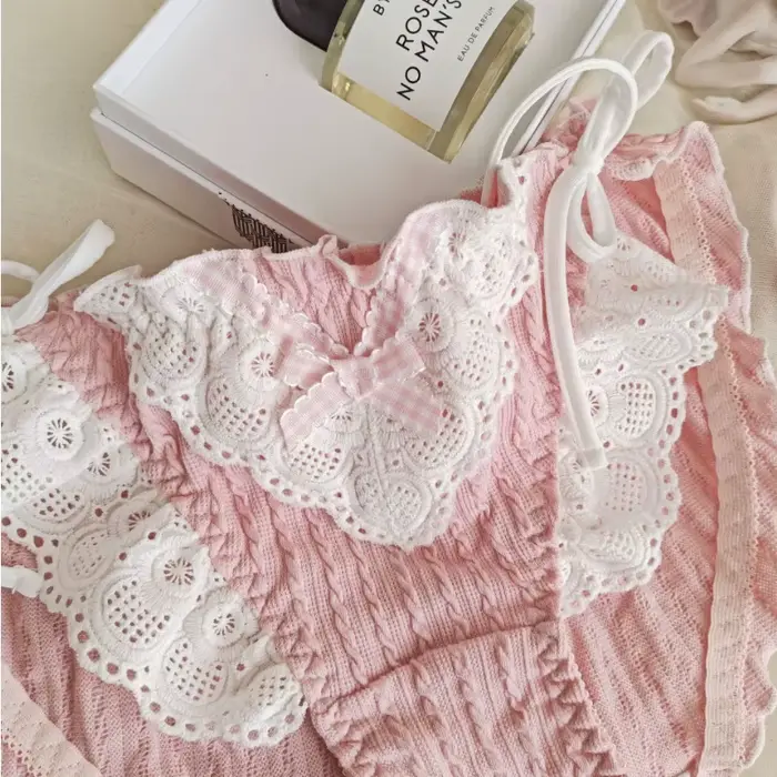 Dámské krajkové kalhotky volán, styl Lolita, bavlněné spodní prádlo, nastavitelné ramínko, roztomilé spodní prádlo volán, oblečení Lolita