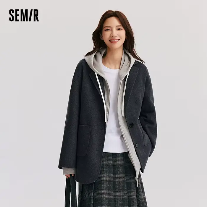 Semir-Veste double face contenant de la laine pour femme, manteau mi-long, col imbibé, polyvalent, c