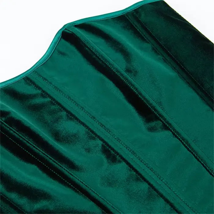 Corset victorien vintage haut sexy pour femme en velours vert noirâtre bustier gothique lingerie occasionnelle et quotidienne