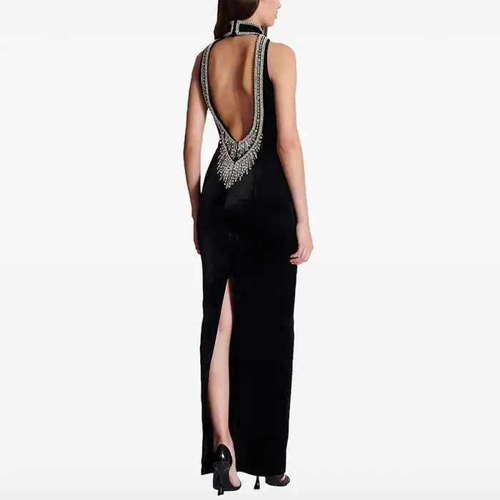 Robe à perles lourdes pour femmes, Streetwear tendance, élégante, amincissante, Sexy, dos nu, en vel