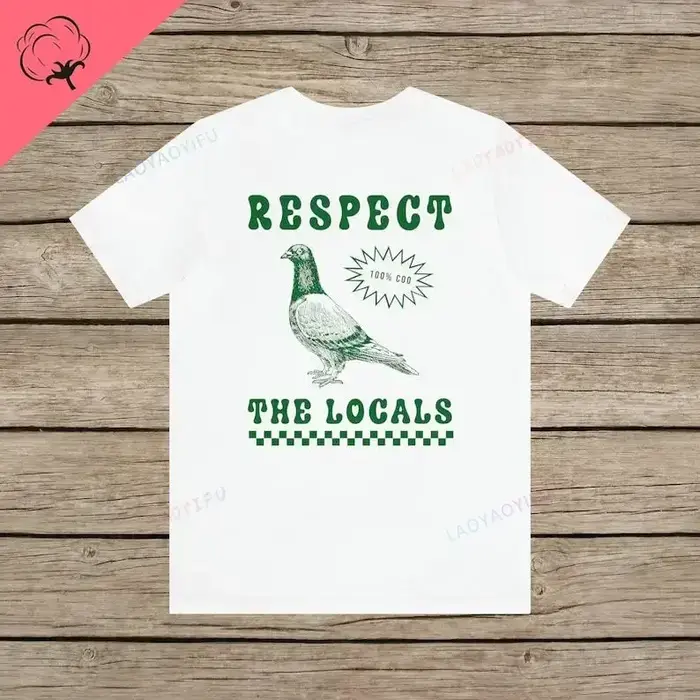 Respektujte Místní Holubi Vtipné Retro Unisex Tričko Blbí