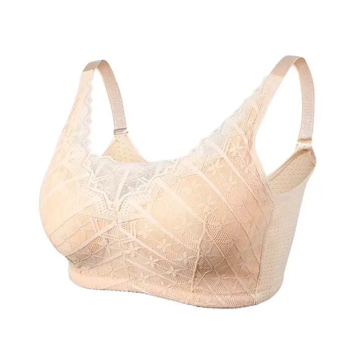 LERVANLA 2566 Soutien-gorge de mastectomie à forte respirabilité pour femme avec coussinets de forme de poitrine de poche inclus Confort en coton réglable Grand