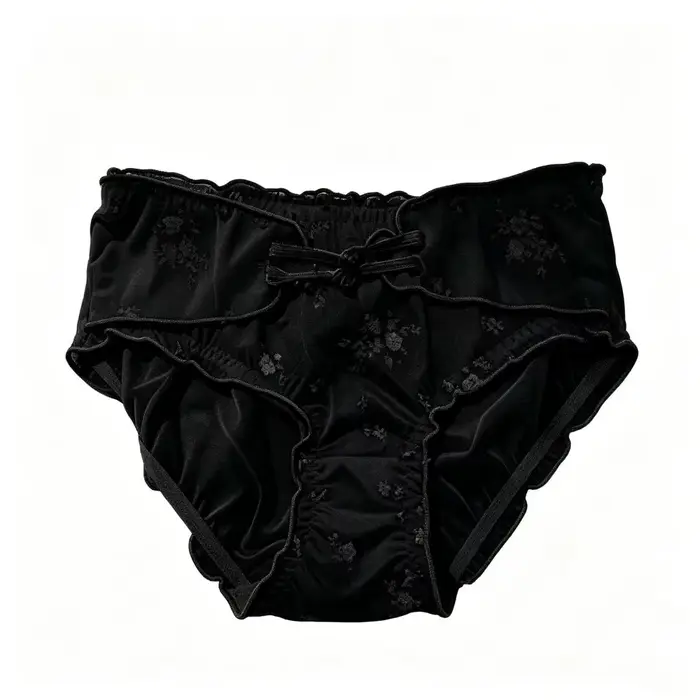 Culotte Femme Taille Basse en Soie Glacée Transparente, Style Rétro Chinois, avec Volants et Design 