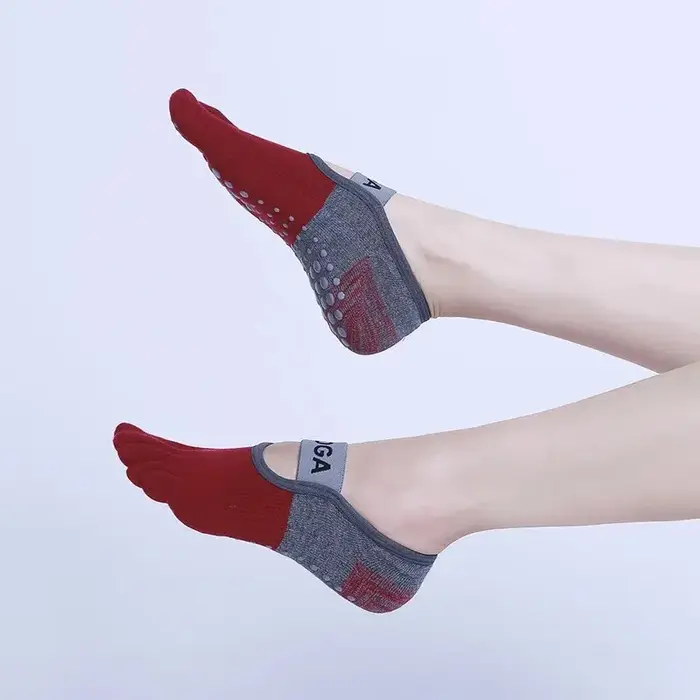 Chaussettes de Yoga respirantes en Silicone pour femmes, antidérapantes, à cinq doigts, Pilates, dos