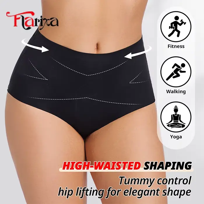 Flarixa ventre plat façonnant culotte croix corps Shaper taille haute femmes ventre contrôle slips noir hanche ascenseur Shapewear pas de spectacle