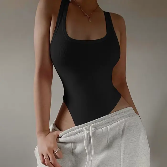 Dámské body bez rukávů pletené, Sexy, těsné, holá ramena, ohlávka límec, příležitostné, street živůtek, ClubWear, léto, 2024