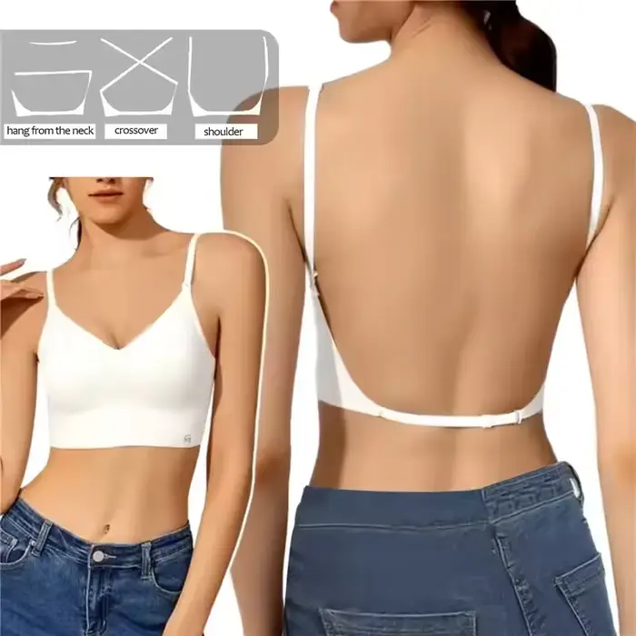 Soutien-gorge Invisible pour femmes, plongeant en U profond, haut dos nu pour robes, Lingerie Sexy a