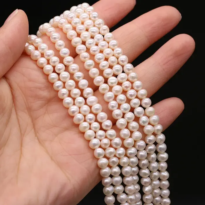 Perles d'Eau Douce Naturelles Blanches Rondes AAA + de 4 à 5mm, Accessoires d'Espacement pour Bijoux