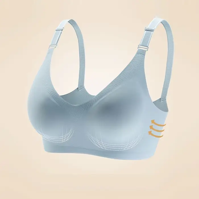 Soutiens-gorge sans couture pour femmes, style fin, couleur gelée, doux, sans armatures, lingerie confortable, décolleté en V profond, effet push-up