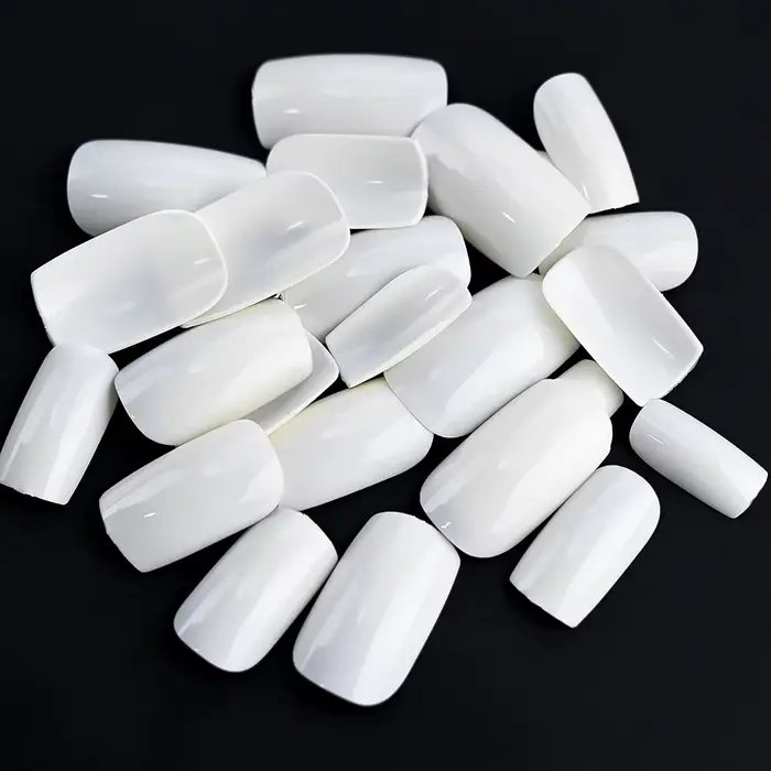100 pièces lait blanc/rose carré court rond faux ongles couverture complète acrylique faux ongles li