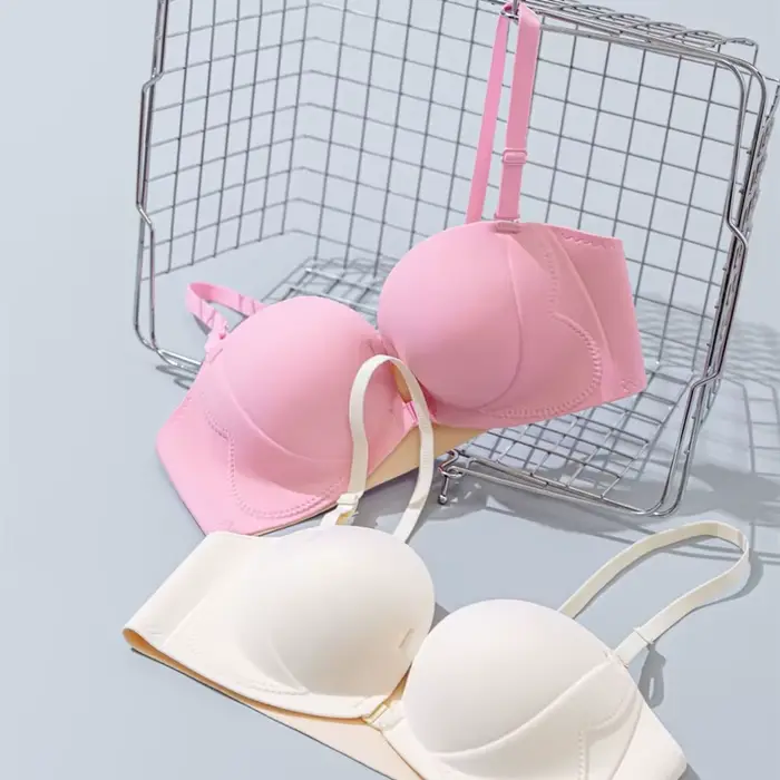 Sous-vêtements antidérapants sans bretelles pour femmes, avec petites boucles sur le devant, grand, épais, beau, soutien-gorge Invisible dos nu