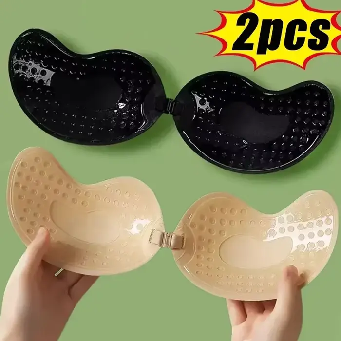 Dámské push up neviditelné podprsenka, backless, bez ramínek, bradavky kryt, přední uzavření, Bralette spodní prádlo, silikonové samolepicí podprsenka Pad