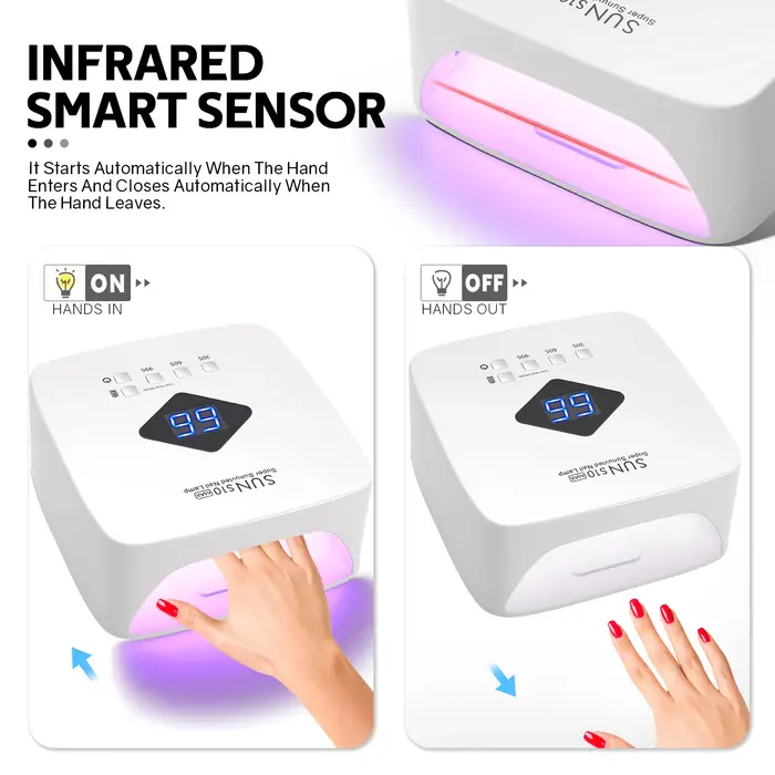 Lampe à ongles UV LED 168W, sèche-ongles Rechargeable avec grand écran LCD, lampe professionnelle à 