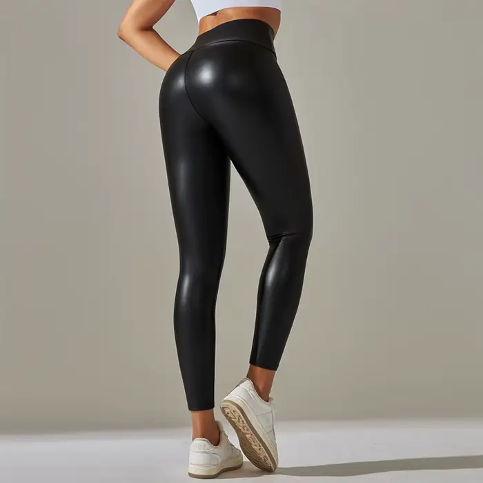 Leggings surdimensionnés pour femmes, pantalons en cuir PU taille haute, serrés et Sexy, pantalons d