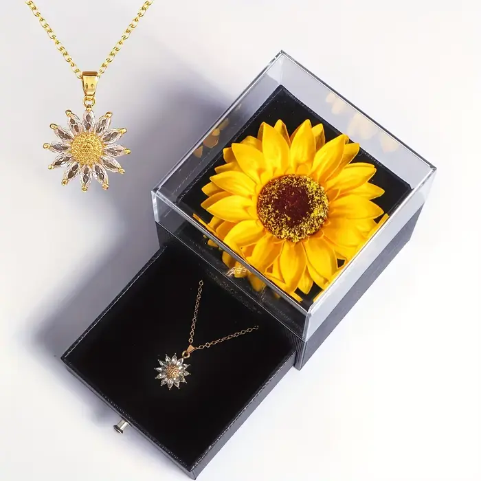 Coffret cadeau élégant collier tournesol - Celébrez l'amour, la fidélité