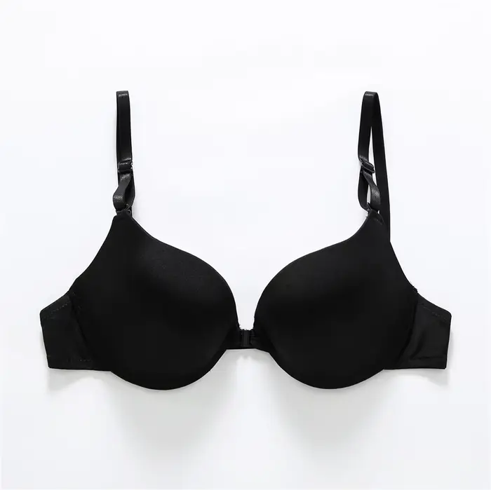 Soutien-gorge froncé pour femmes, fermeture frontale, décolleté en V profond, à armatures, Lingerie solide, Push Up, dos nu, sous-vêtements intimes