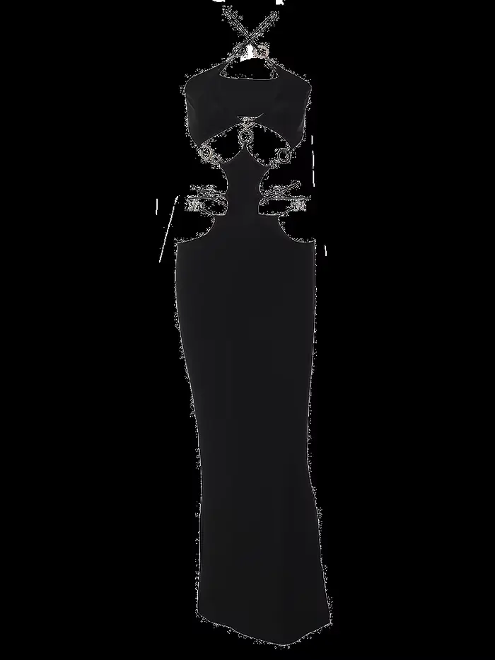 Dulzura évider Sexy Patchwork Y2K vêtements sans manches dos nu moulante Maxi robes pour les femmes 