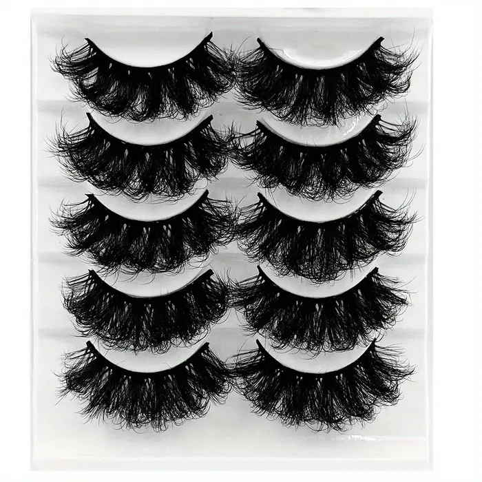5 paires de cils Faux cils de vison longue durée cils de vison moelleux Volume dramatique Extension