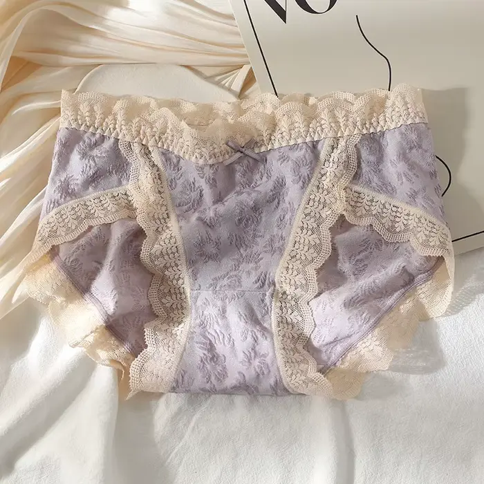 M-XL Sexy dentelle culottes femmes sous-vêtements culotte grande taille mode fleur slips taille moye