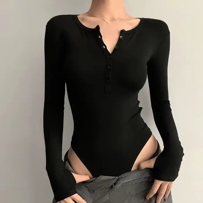 Dámské body s dlouhým rukávem, Sexy, Štíhlý, Základní, Jednobarevné, Neformální, Ulice, Klubové oblečení, Podzim