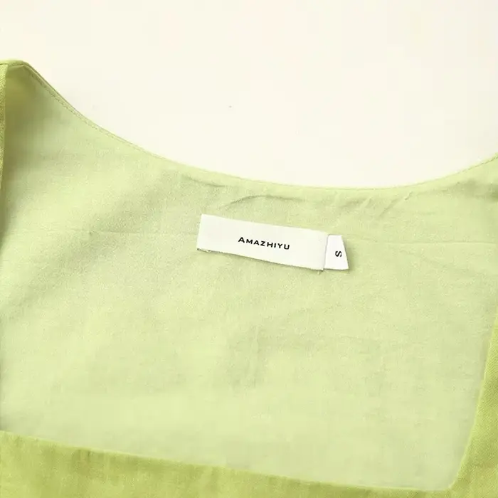 Haut court 100 % lin blanc, col carré vintage, sans manches, style streetwear, vert, collection été 