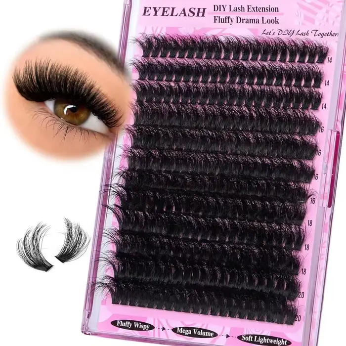 200D Faux vison extensions de cils manga individuel cluster cils 14-20mm naturel longs cils noirs D