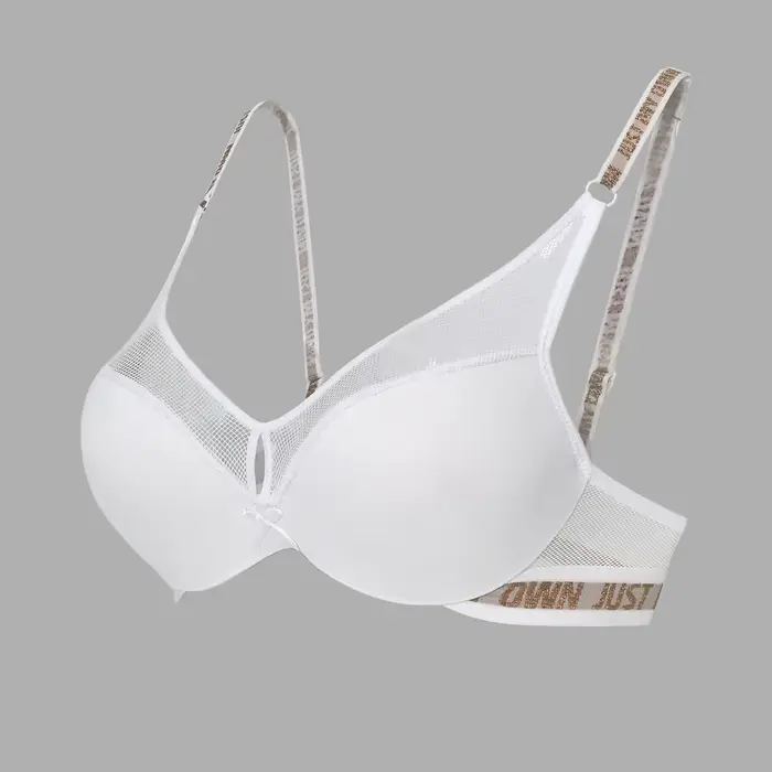 BEAUWEAR - Prodyšná síťovaná podprsenka s kosticemi a písmenem