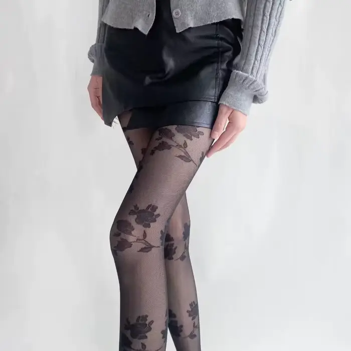 Hollow out průhledný punčocháče pro ženy, tetování punčocháče, fantazie punčocháče, tenký, sexy růžová