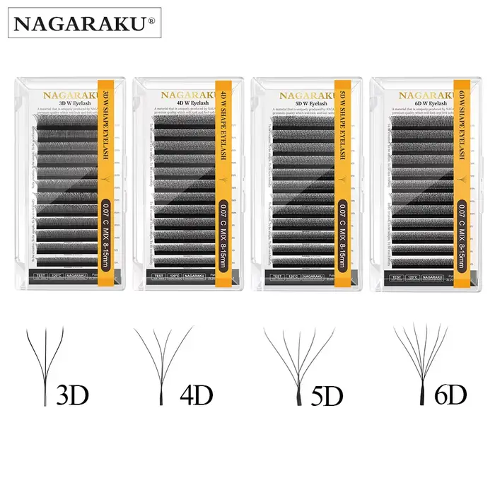 NAGARAKU floraison automatique forme W floraison 3D 4D 5D 6D ventilateurs préfabriqués Extensions de