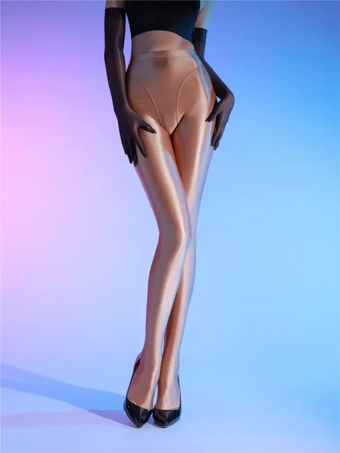 Sexy femmes 80D ouvert entrejambe transparent voir à travers l'huile brillant bas Sexy serré Yoga bas façonnage collants