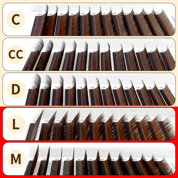 Abonnie L M Curl Brown Cils individuels classiques Volume russe Cils
