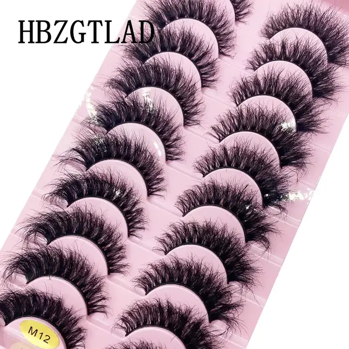 HBZGTLAD 10 paires 3D vison faux cils désordre Dense cils courts vison cils maquillage faux cils Ext