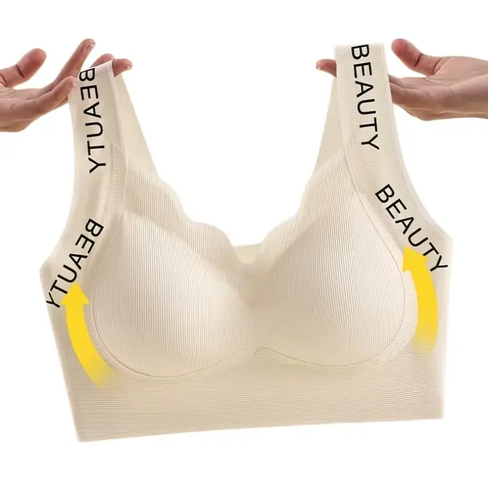 Soutiens-gorge côtelés push-up sans armatures pour femmes, sous-vêtements sans couture grande taille, décolleté ondulé, bretelles larges, lingerie sexy M-3XL