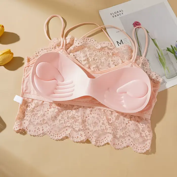 Dámská krajka prsa zabalené podprsenka, sexy, krásný kříž zpět, trubkový horní, bezdrátový, odnímatelný hrudníku Pad, nová kolekce