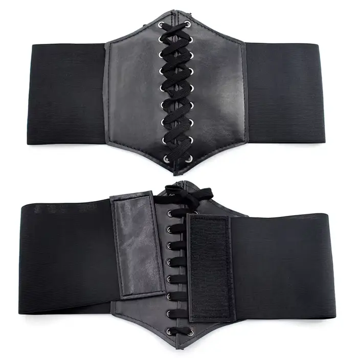 Body černá Shapewear dámské gotické oblečení pod poprsí pasu cinch trenér Pu elastická kůže Sexy svatební korzety a bustiers