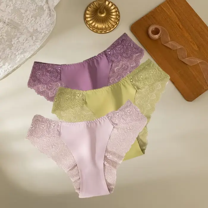 3 pièces/ensemble femmes dentelle culottes sous-vêtements Sexy pour femmes chaud femme mode slips do
