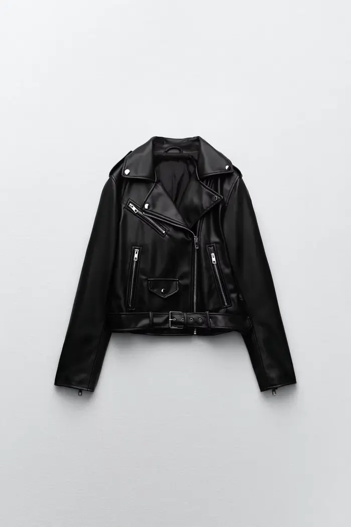 ETJ2024 automne et hiver nouvelle veste en cuir pour femme moto veste à glissière coupe ajustée mode