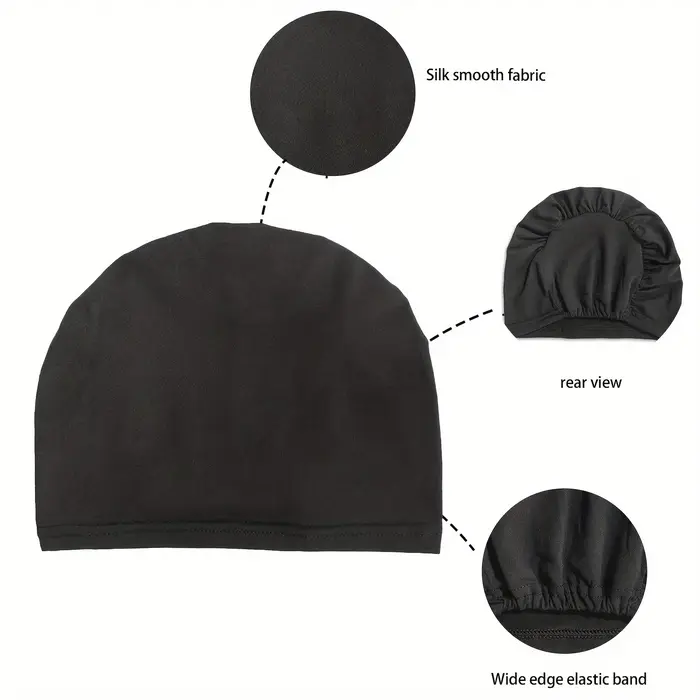 1pc couleur unie Simple Turban casquette élastique casquette intérieure bandeau décontracté Bonnet s