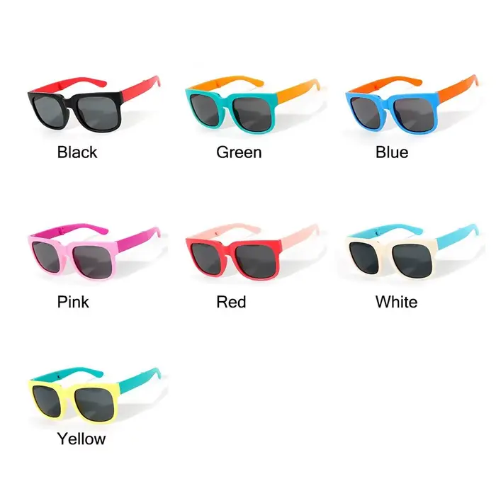 Lunettes de soleil à monture carrée pour enfants, lunettes d'extérieur pliables pour enfants, lunett
