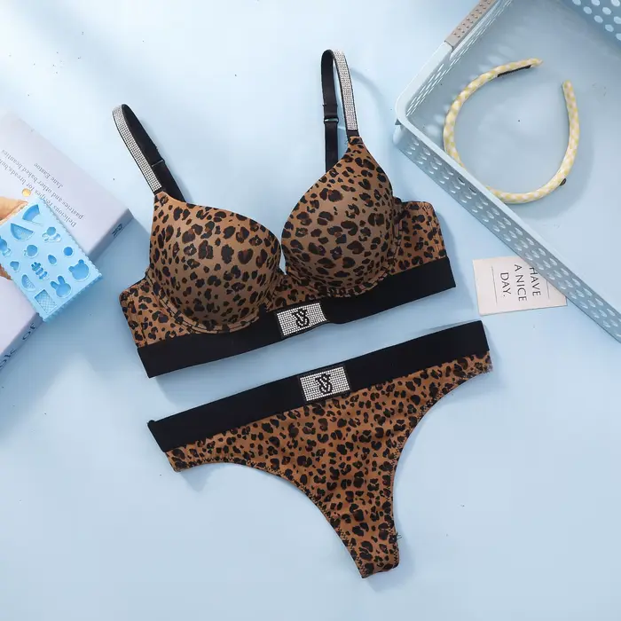 Victoria's Secret bezdrátová podprsenka a kalhotky set, sexy spodní prádlo pro ženy, pohodlná krajka push-up podprsenka