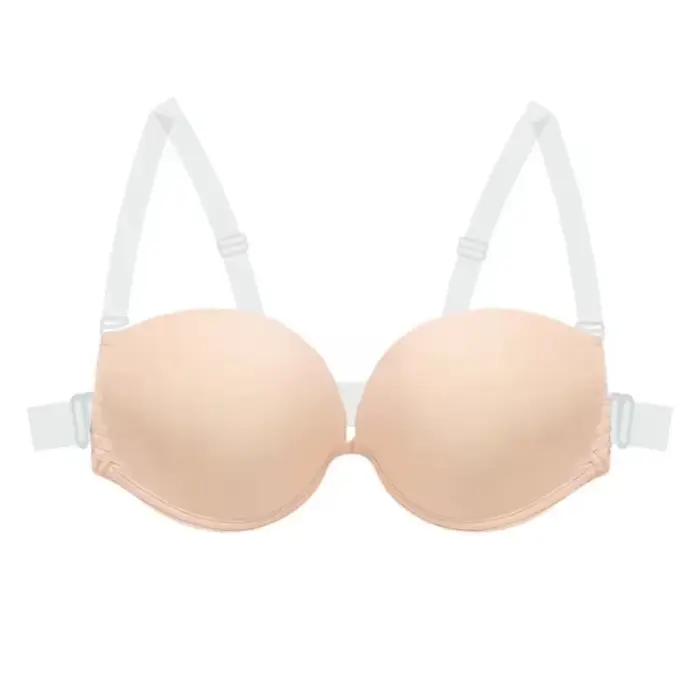 Soutien-gorge push-up multi-positions sans dos - Bralette invisible avec bretelles transparentes amovibles pour mariée, tenue de soirée, lingerie sexy