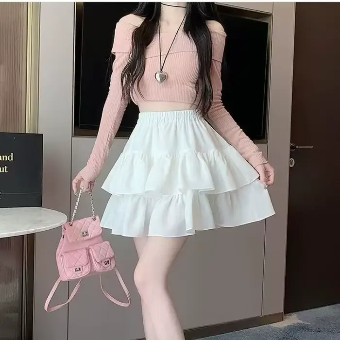 Mini jupe princesse blanche Chic coréenne Y2K pour fille, jupe à plusieurs niveaux de style Ballet, 