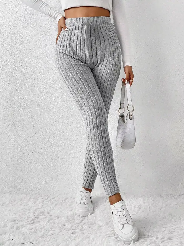 Pantalon de couche de Base serré en tricot côtelé à la mode, collants en tricot élégants et conforta