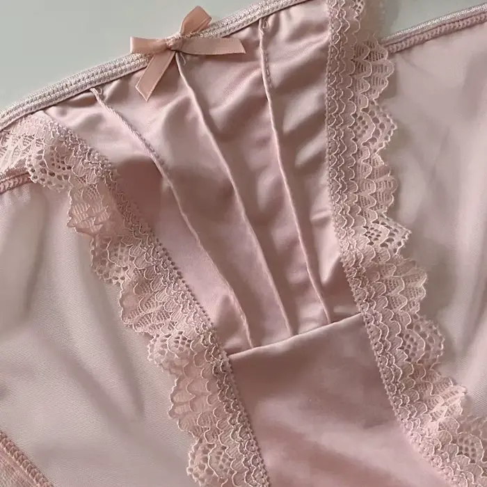 Dámské kalhotky, barva jednobarevný, prodyšné, jemné spodní prádlo, sexy francouzská krajka s mašle, nastavitelné opasek, jemné pletené kalhotky