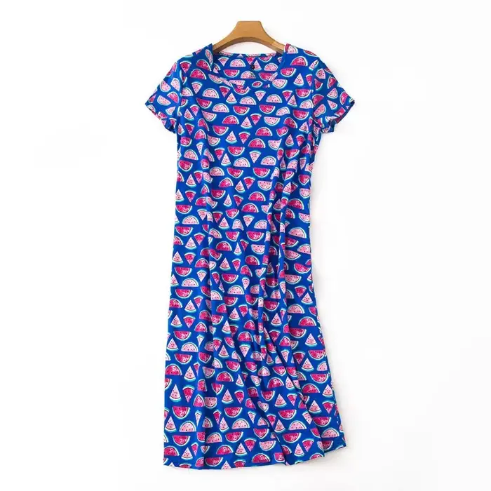 Chemise de nuit en coton pour femmes, vêtements de nuit sexy, robe de nuit, chemise de nuit, manches courtes, dessin animé mignon, maison, grande taille