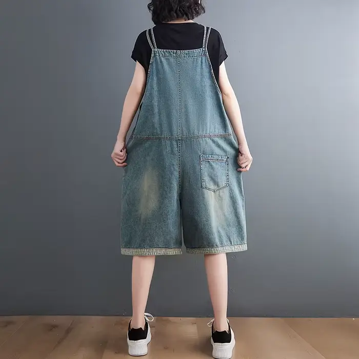 Salopette en jean d'été ample grande taille pour femmes, combinaisons surdimensionnées décontractées