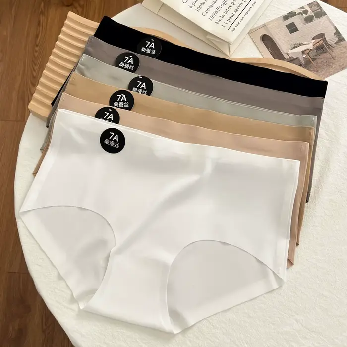 3 kusy / sada Dámské slipy bezešvé hedvábí slipy Dámské spodní prádlo Dámské měkké tenké lehké kalhotky Dámské spodní prádlo M-XL