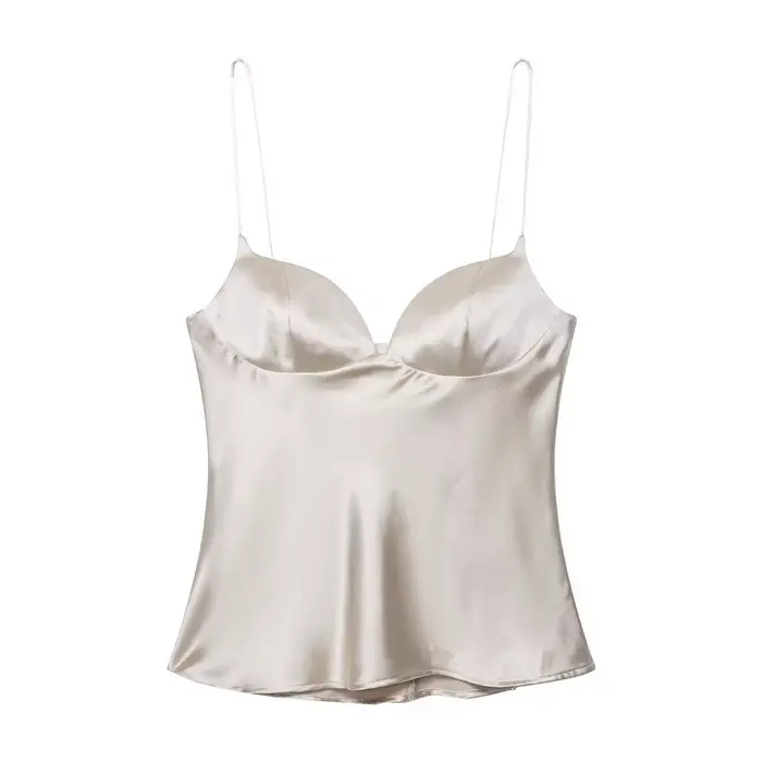 Nouveauté 2026 – Hauts d'été en satin texturé noir pour femme – Élégants débardeurs sexy à col en V