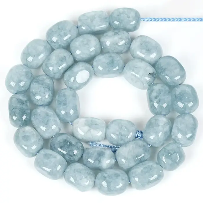 Perles de pierre naturelle en quartz blanc, calcédoine aigue-marine, 8x12mm, perles irrégulières pou