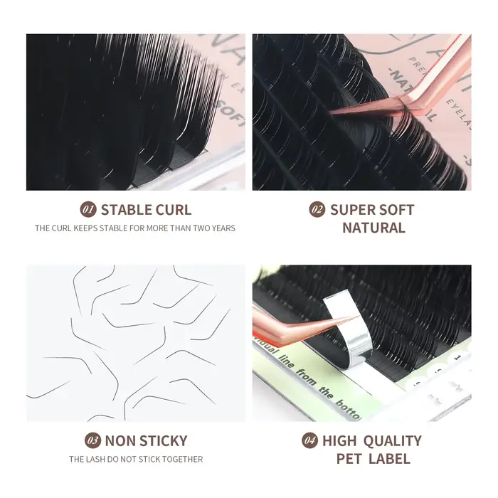 ANNAFRIS L Cils, L +/LC/LD/LU(M) Curl Cils individuels Soie naturelle Vison Mat Extension Faux Cils
